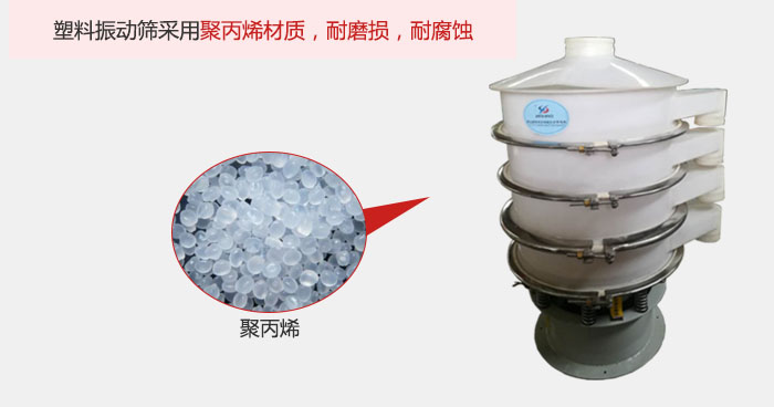 塑料振動篩主要采用塑料材質(zhì),多用與有一定腐蝕性和與金屬有一定反應的物料使用。